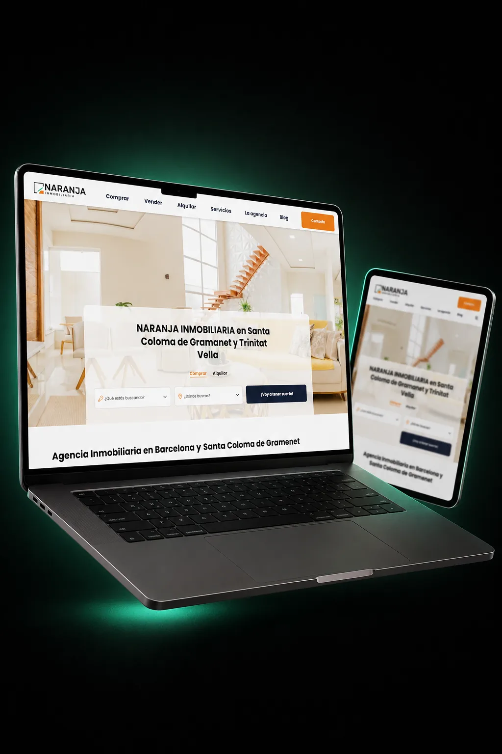 Homepage de Naranja Inmobiliaria con buscador de propiedades
