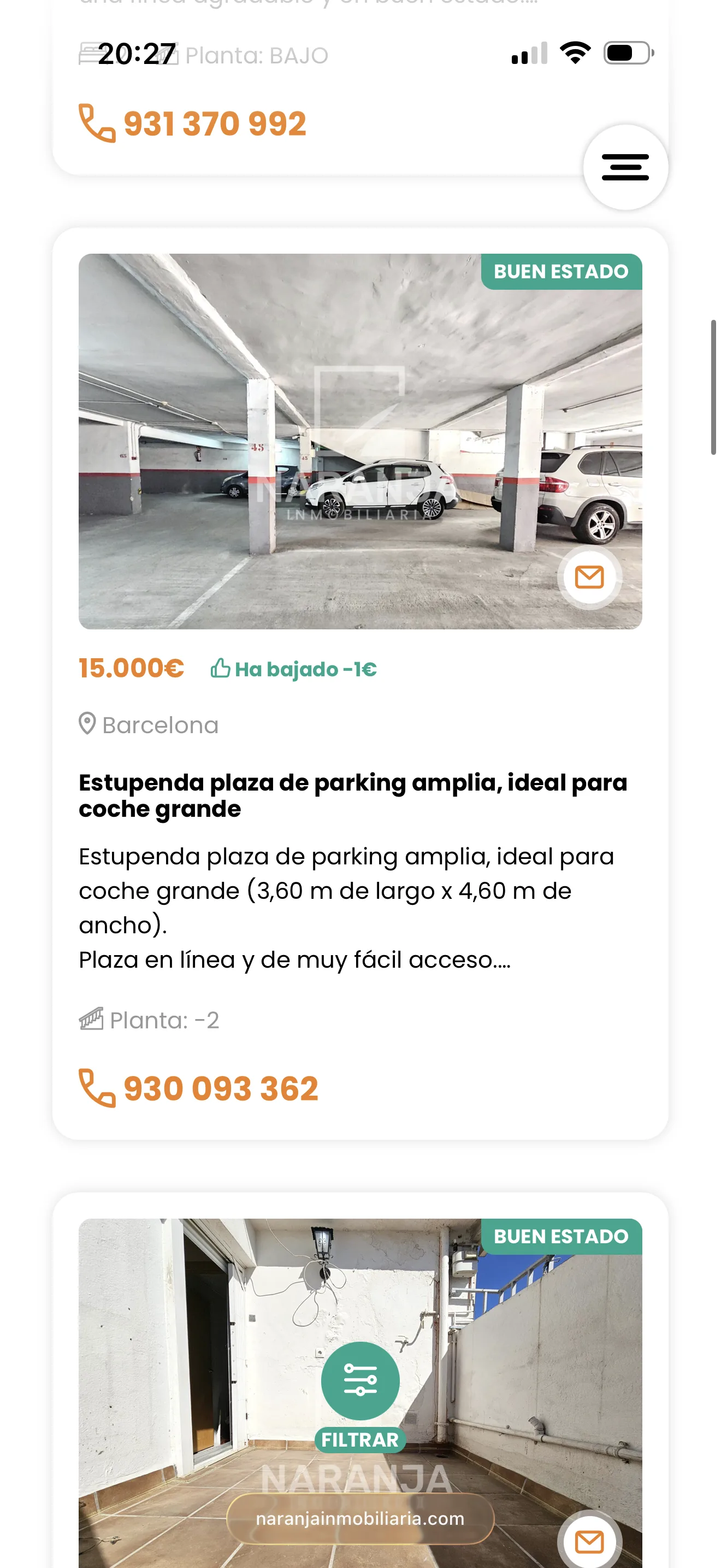 Sección de reseñas y valoraciones en móvil