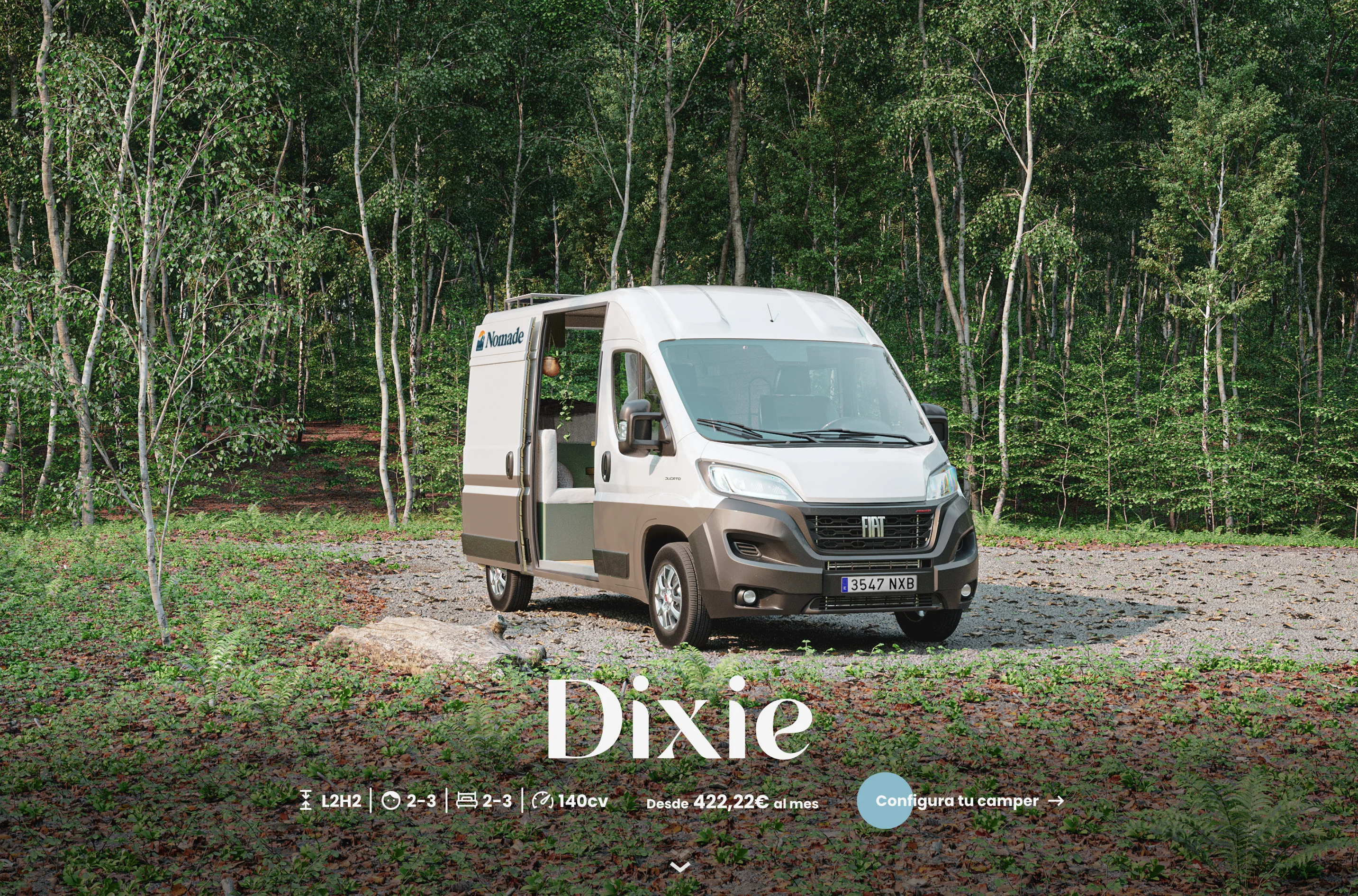 Página principal de Nomade Vans — Alquiler de furgonetas camper