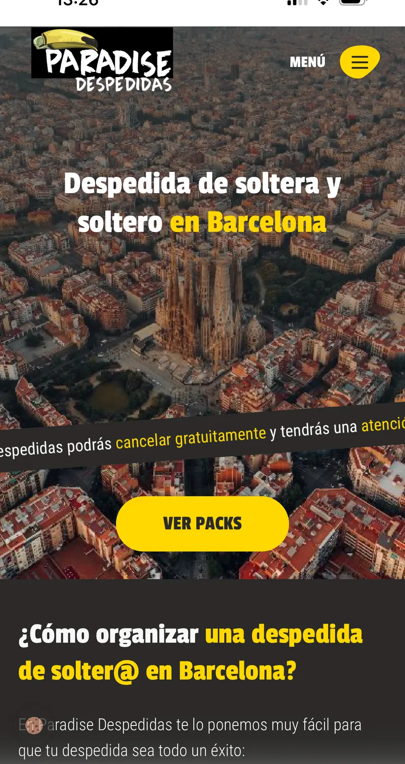 Página de despedida en Barcelona