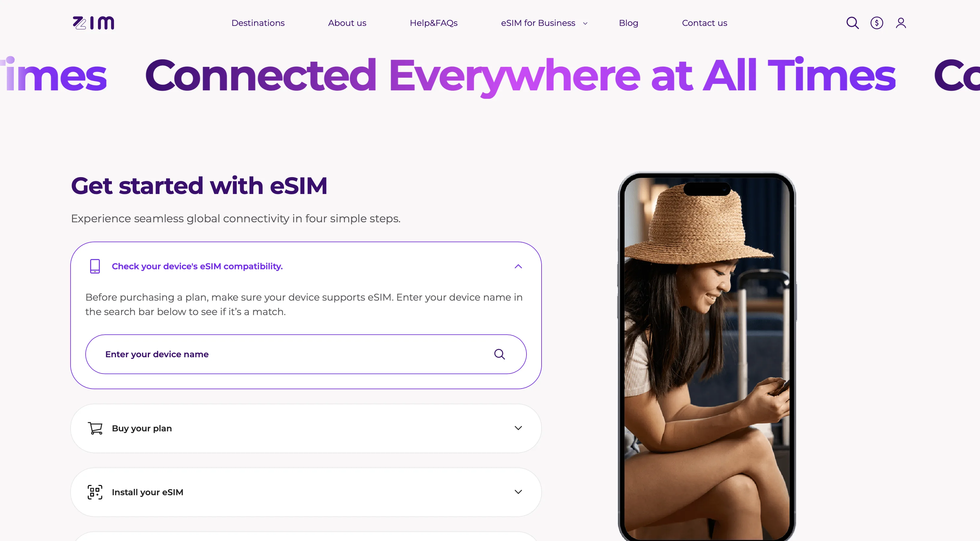 ZIM — Cómo empezar con eSIM en 4 pasos
